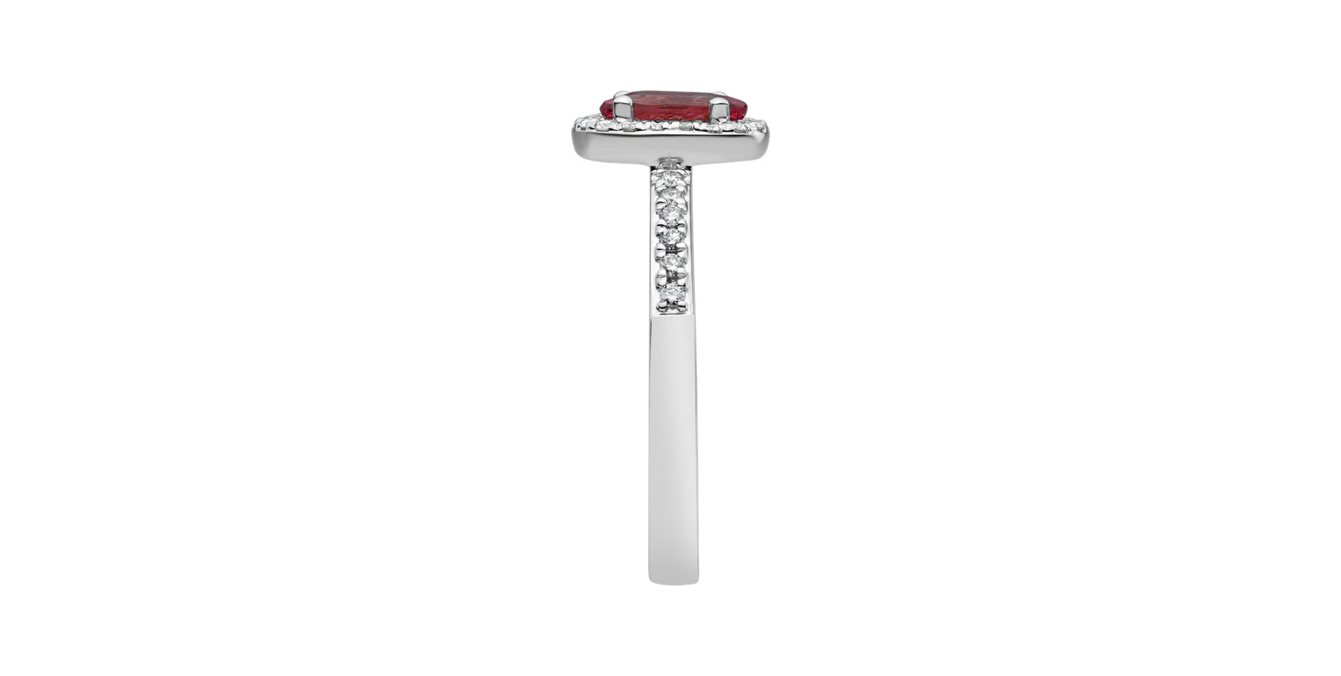 Prsten s diamanty a rubínem Princess