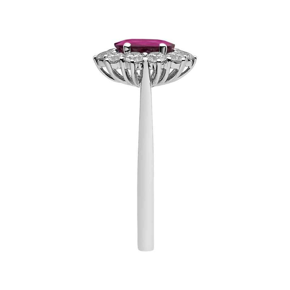 Prsten s diamanty a rubínem Princess