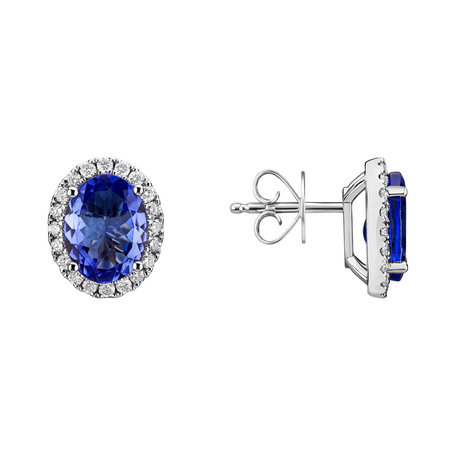 Náušnice s diamanty a tanzanitem Princess