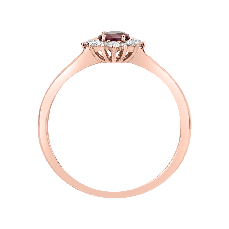 Prsten s diamanty a rubínem Princess