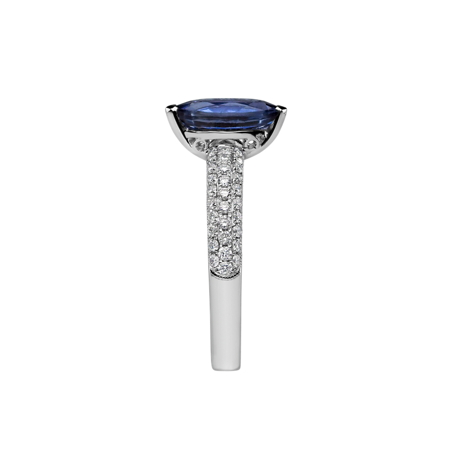 Prsten s safírem a diamanty Excellent