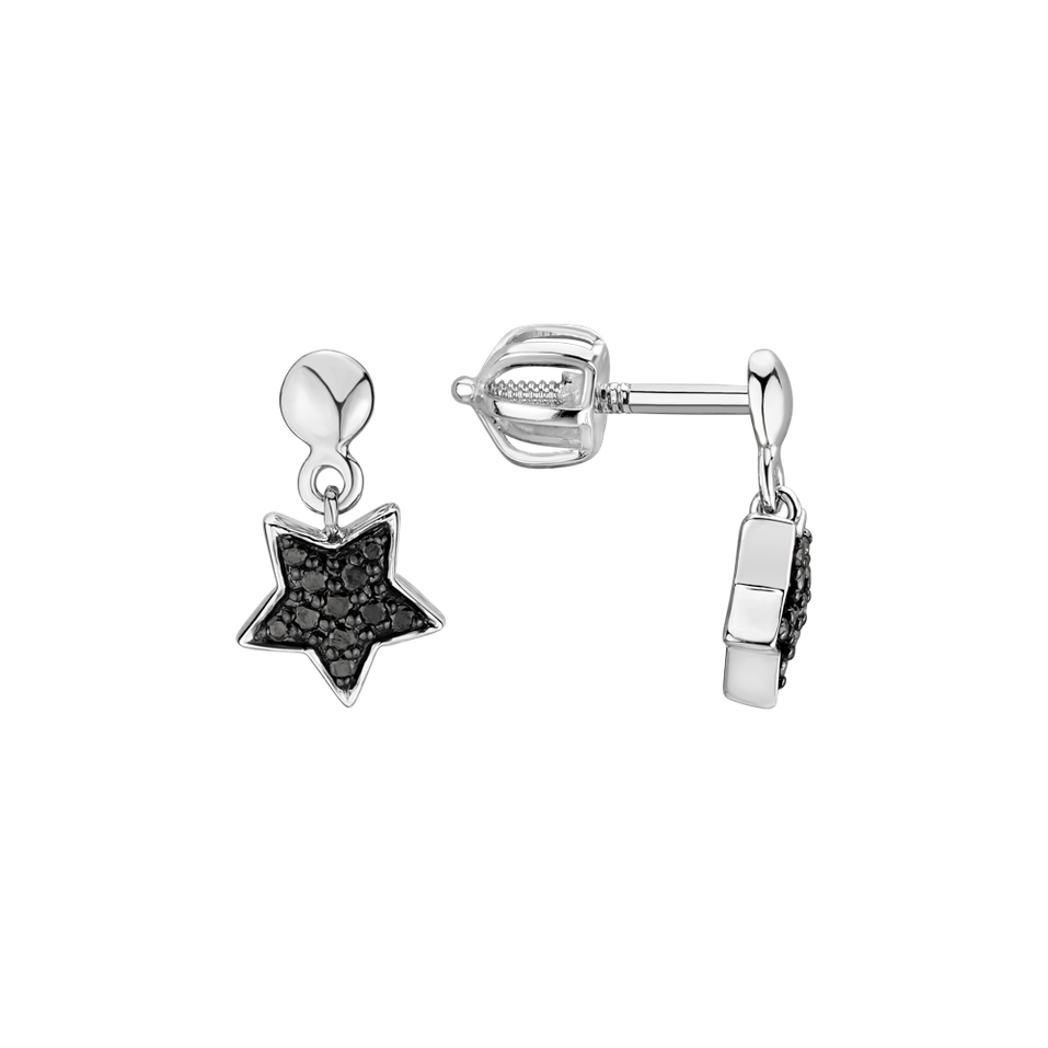 Náušnice s černými diamanty Amazing Night