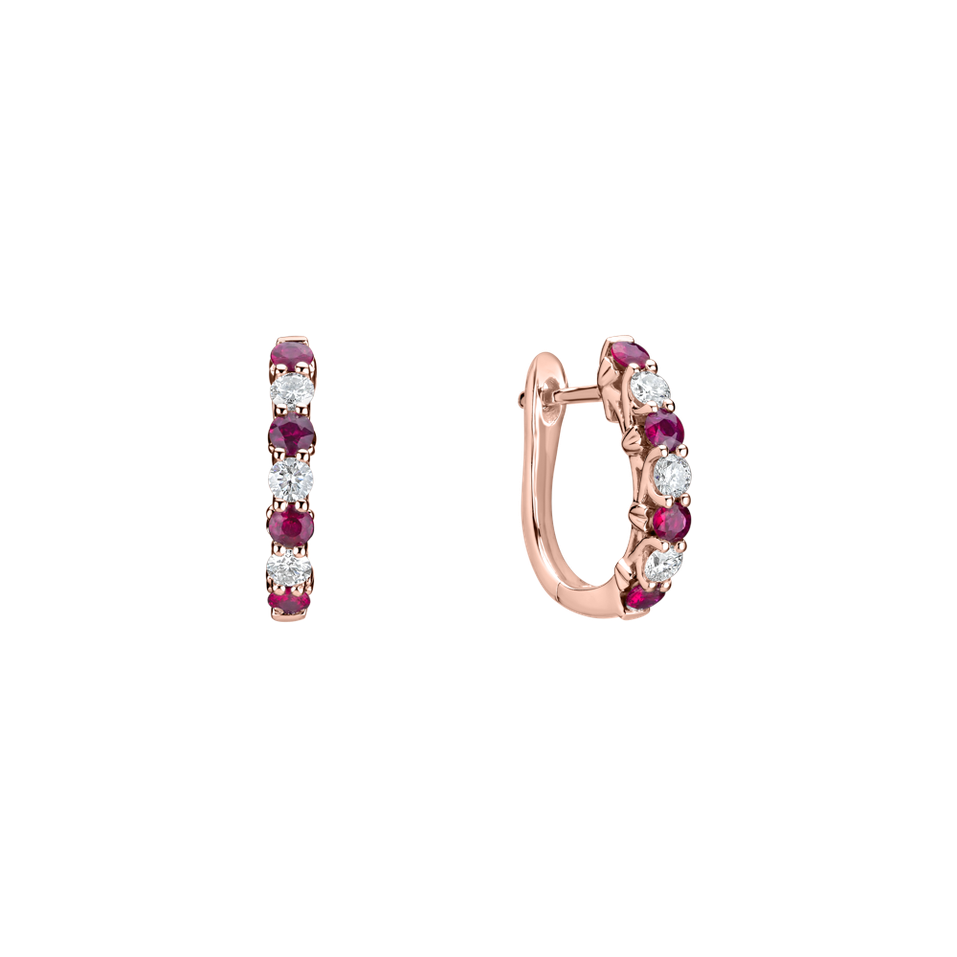 Náušnice s diamanty a rubíny Gem Grace
