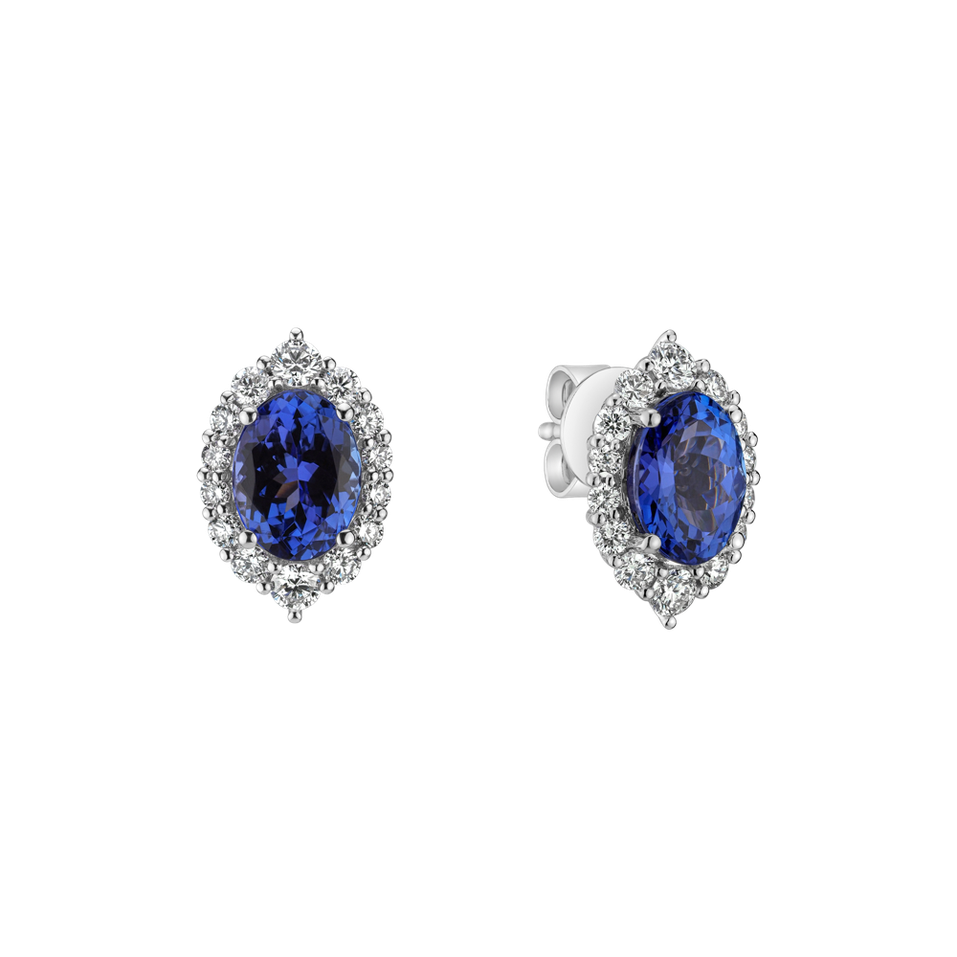 Náušnice s tanzanitem a diamanty Tanzania Treasure