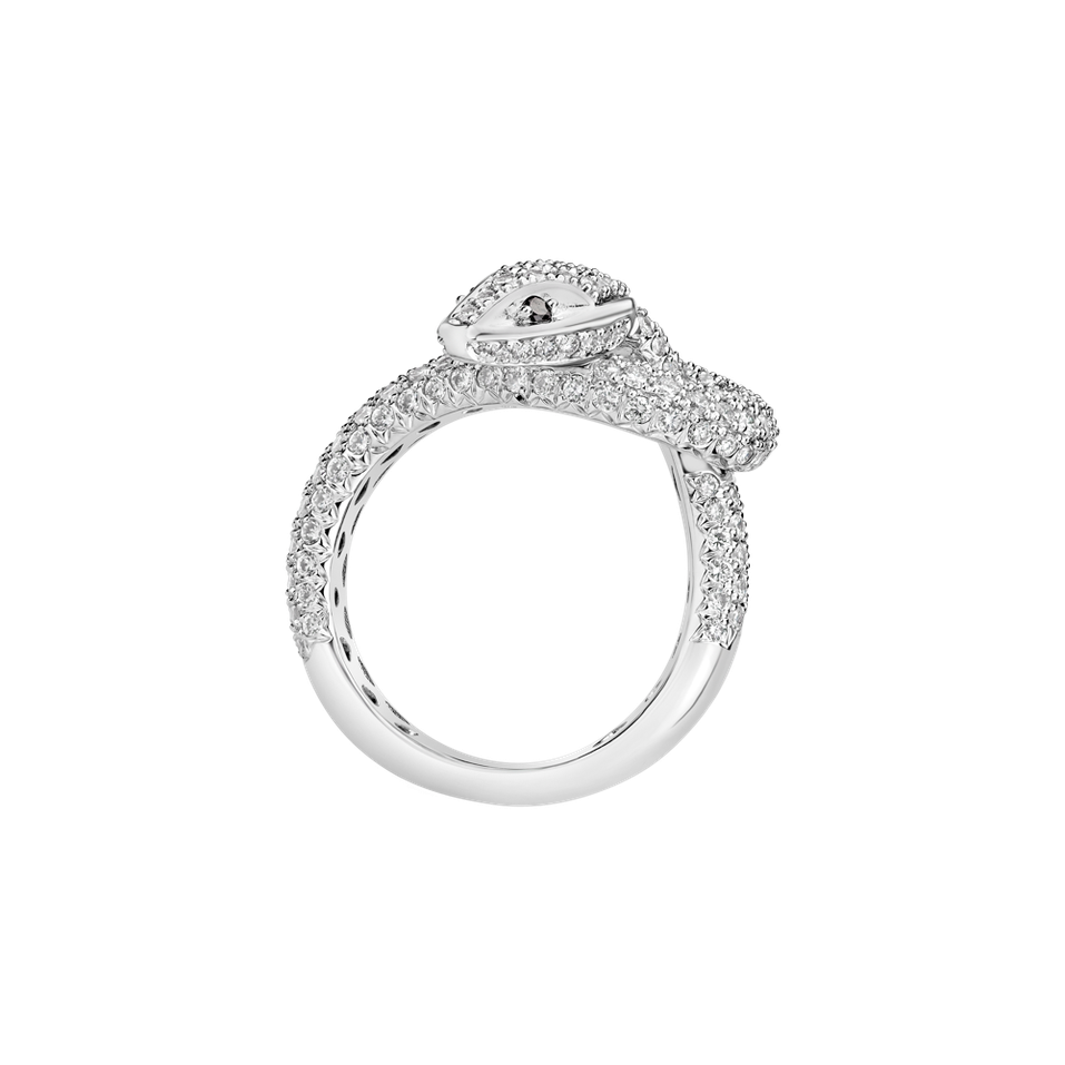 Prsten s bílými a černými diamanty Magical Snake