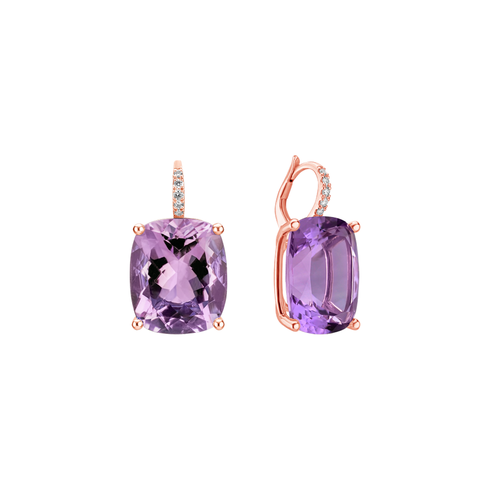 Náušnice s ametystem a diamanty Apollo
