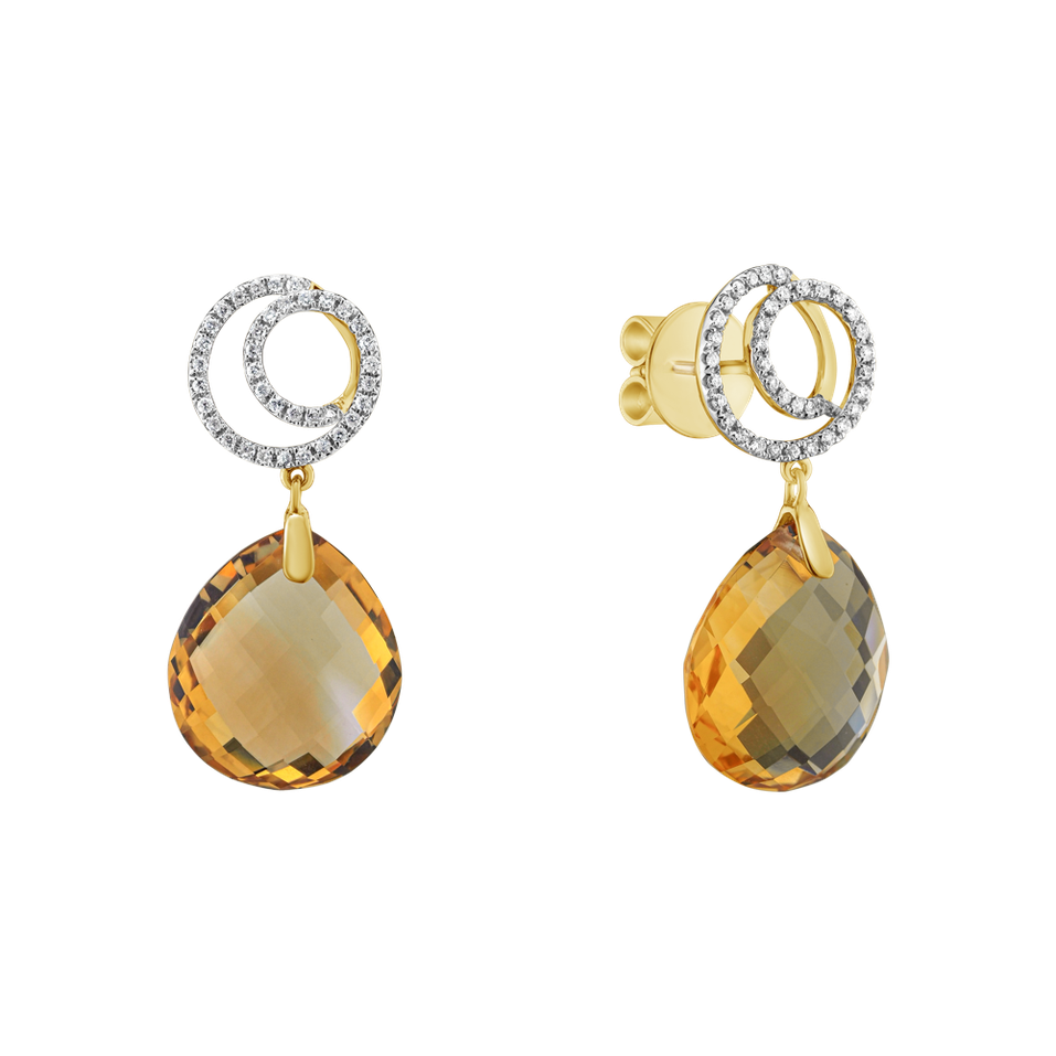 Náušnice s citrínem a diamanty Fabulous Fiction