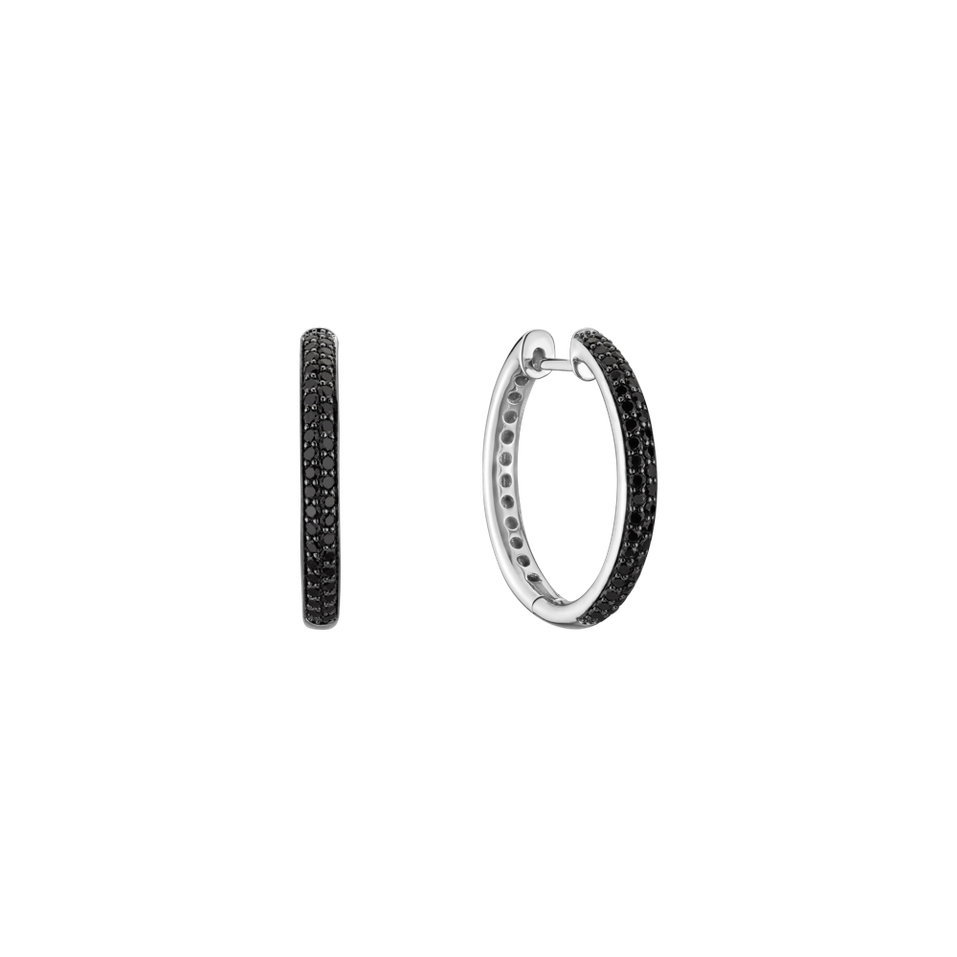 Náušnice s černými a bílými diamanty Sparkling Wish