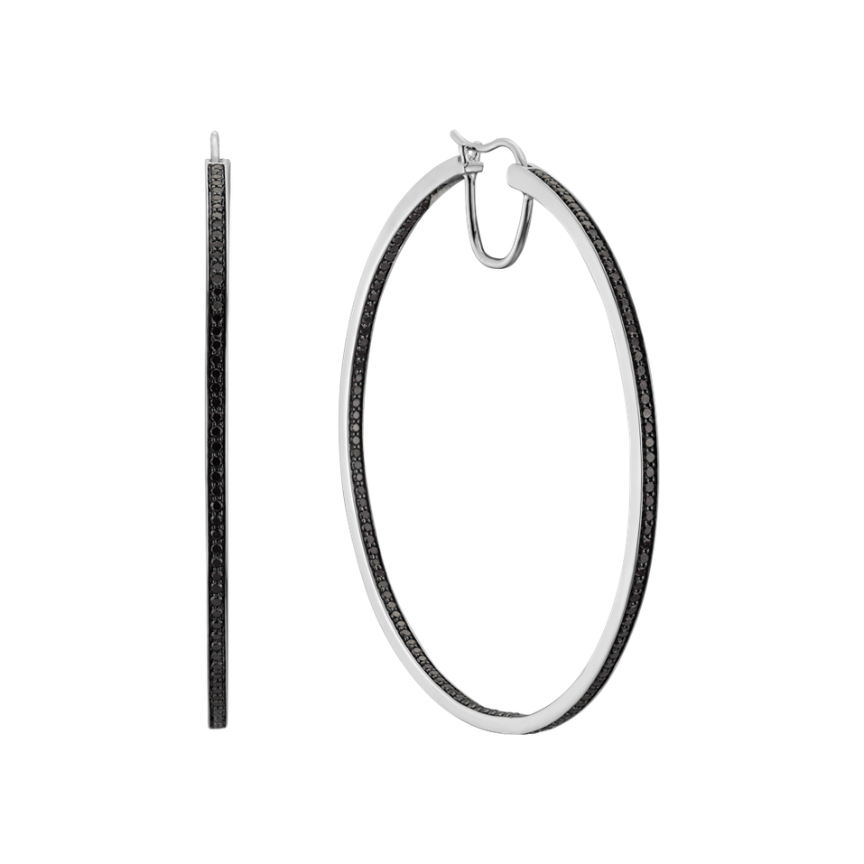 Náušnice s černými a bílými diamanty Tender Touch