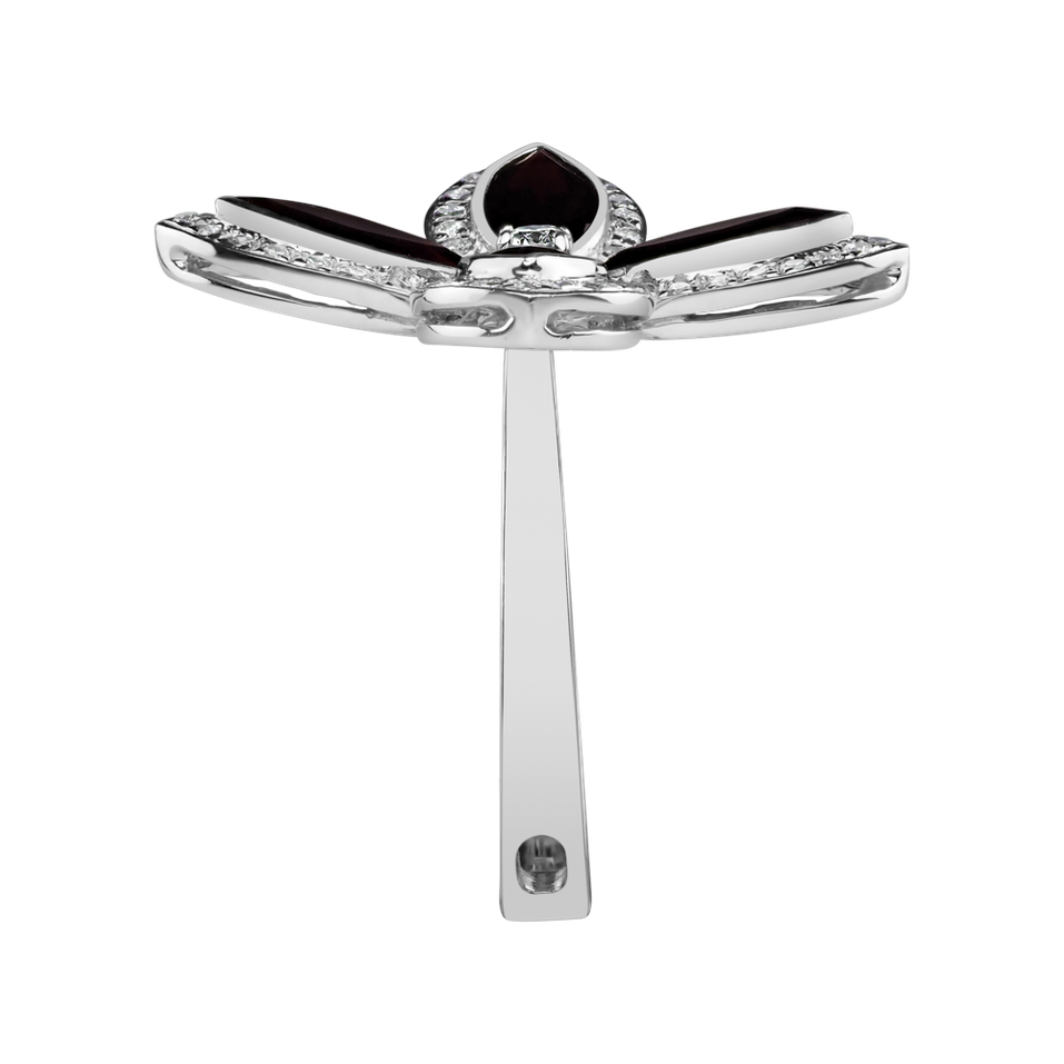 Prsten s diamanty a granáty Blooming Beauty