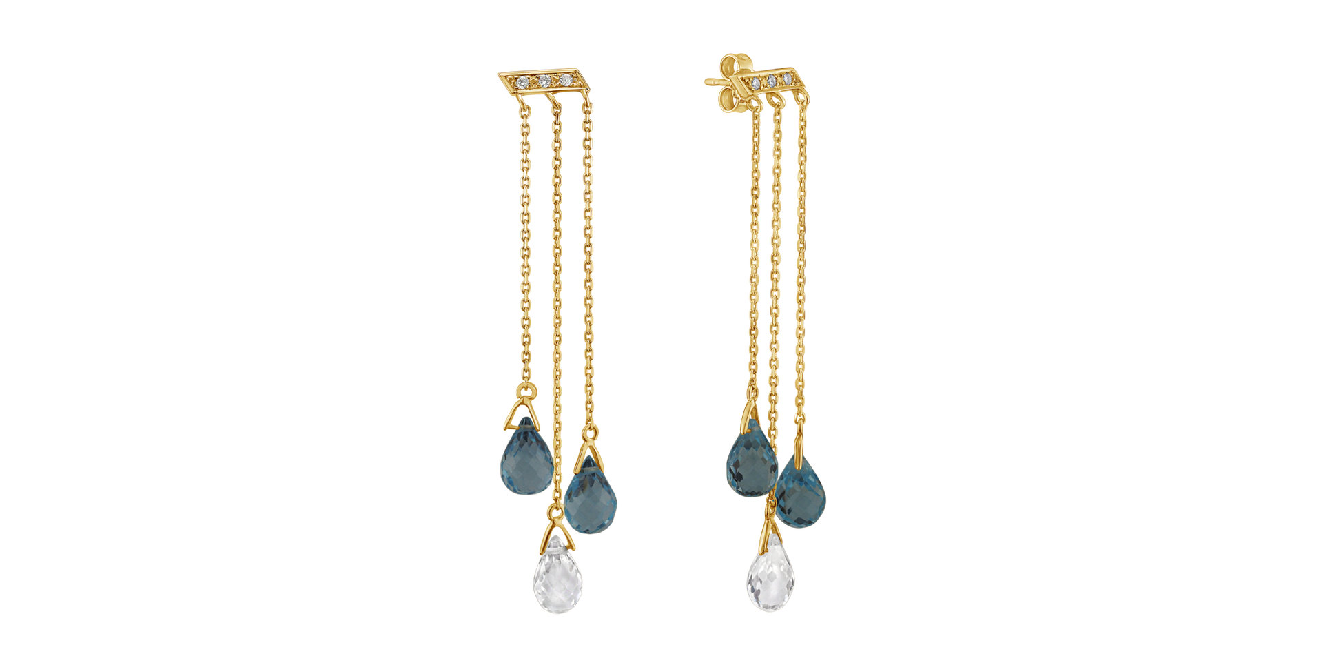 Náušnice s diamanty a topazy Stepa