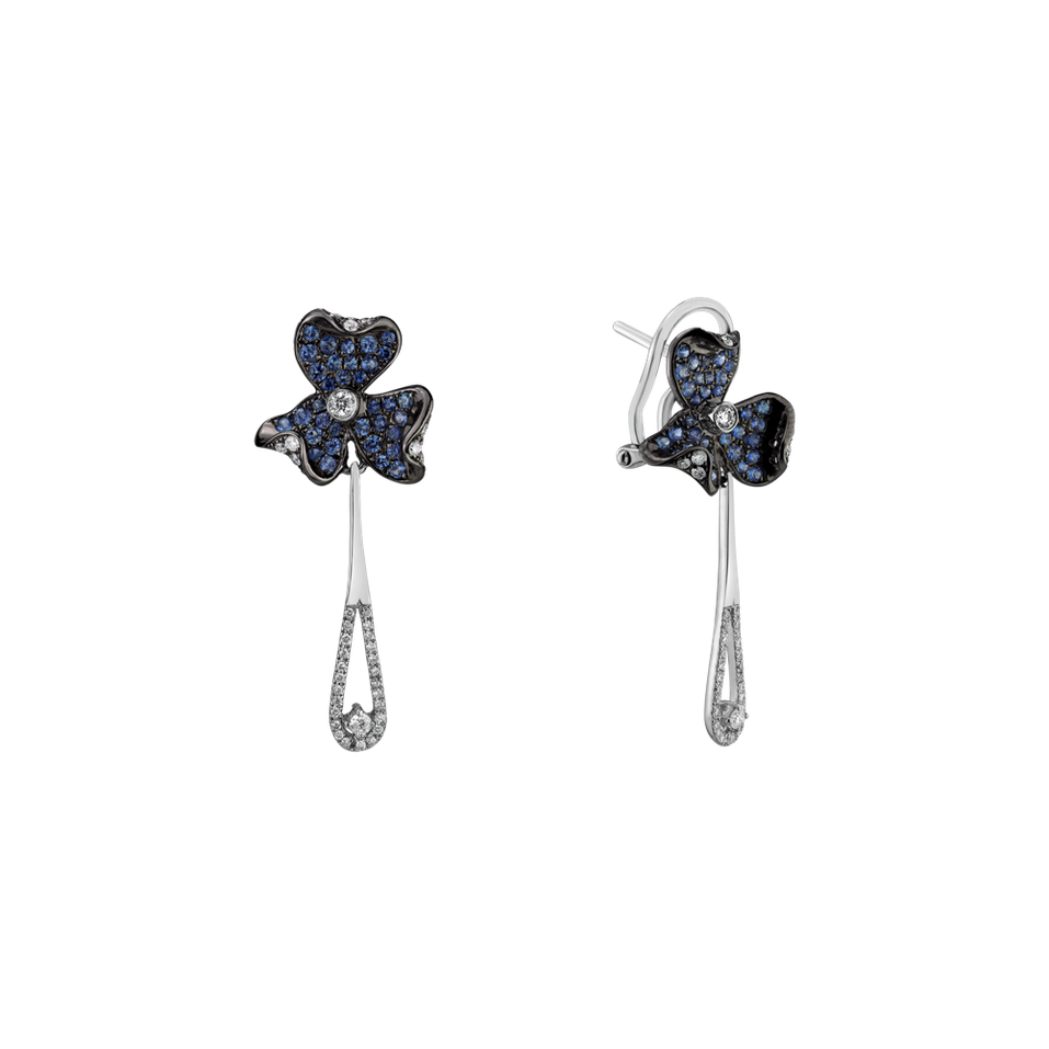 Náušnice s diamanty a safíry Cornflower