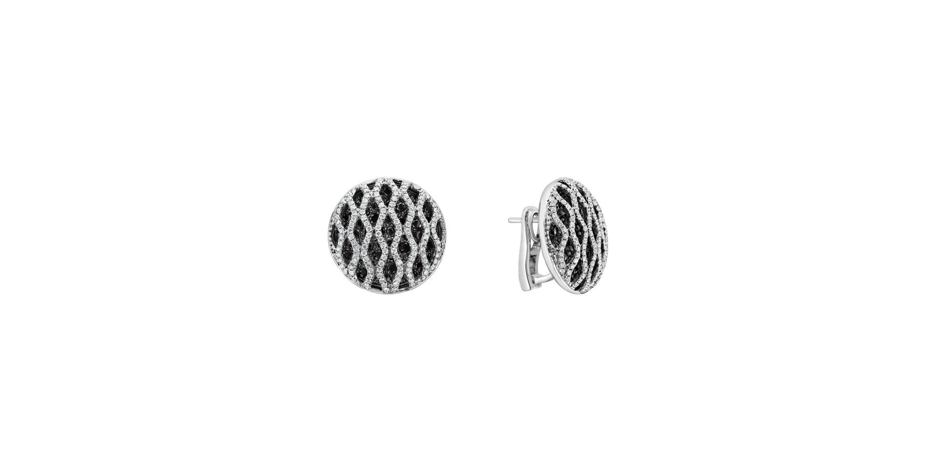 Náušnice s černými a bílými diamanty Brilliant Wheels