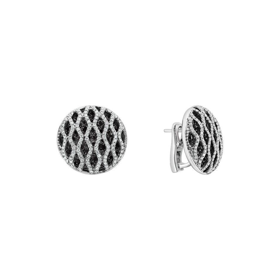 Náušnice s černými a bílými diamanty Brilliant Wheels