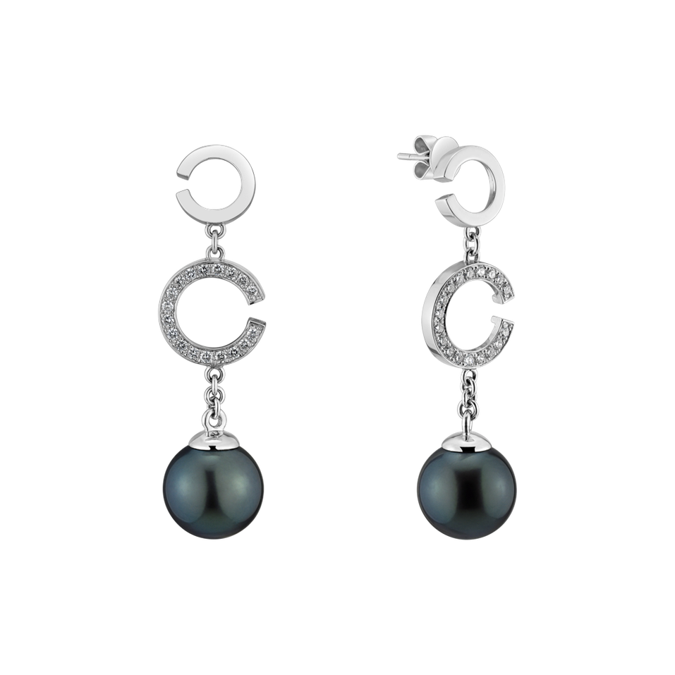 Náušnice s perlou a diamanty Wondering Paradise