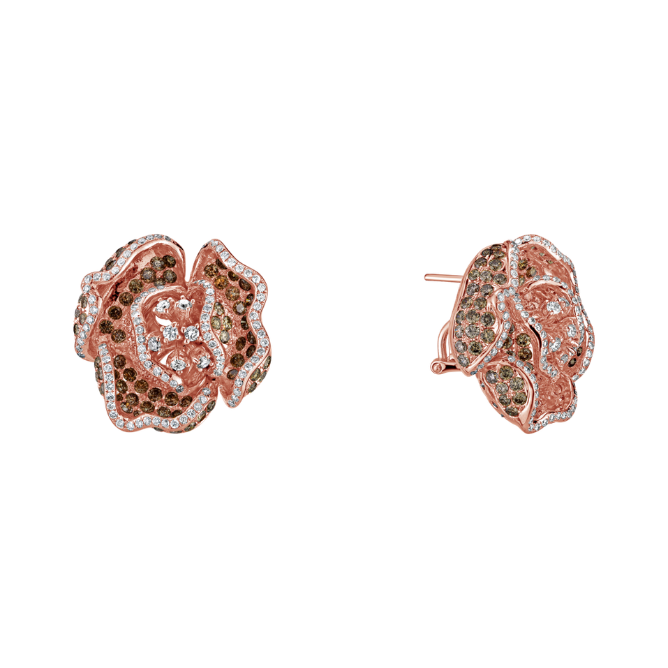 Náušnice s bílými a hnědými diamanty Esperance