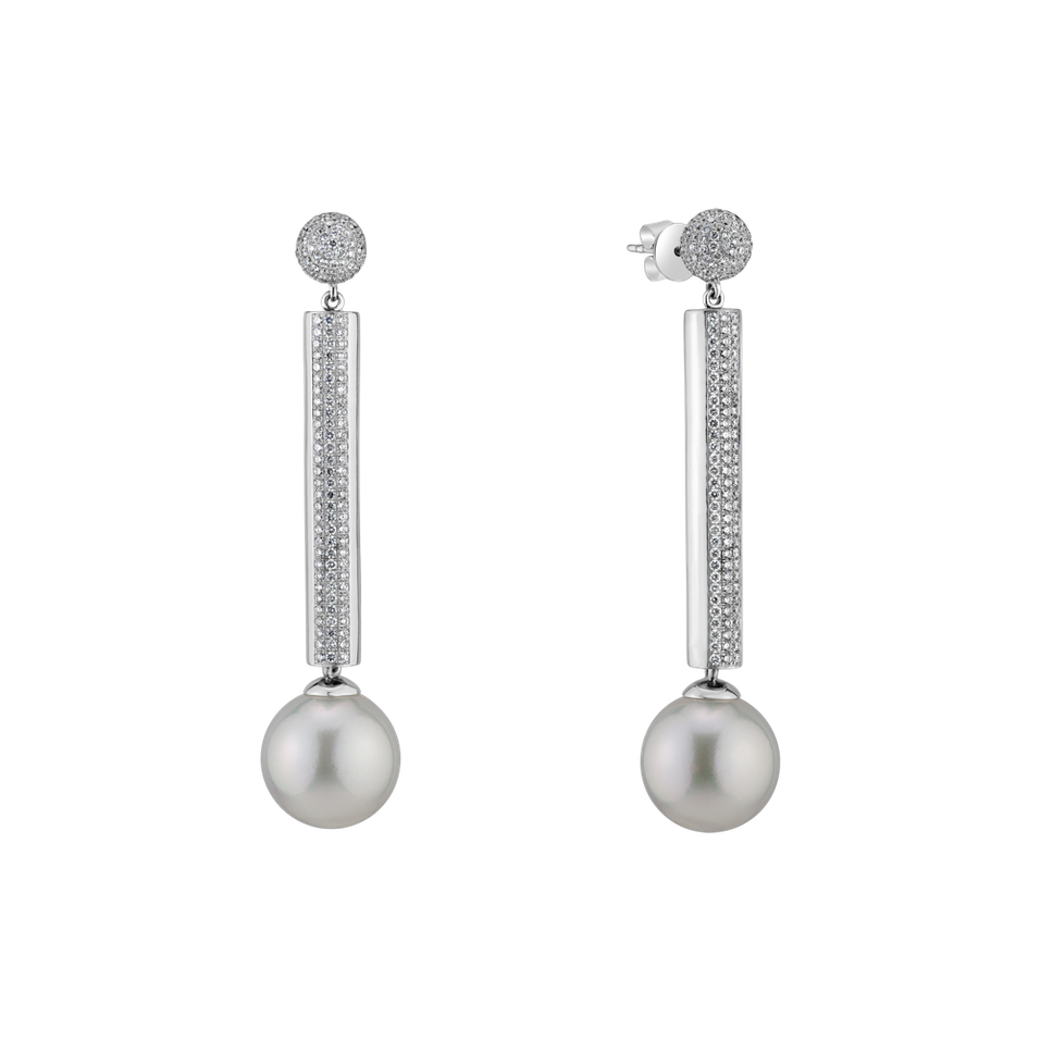 Náušnice s perlou a diamanty Hermas