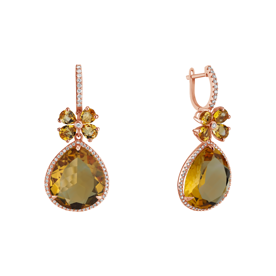 Náušnice s citrínem a diamanty Freida