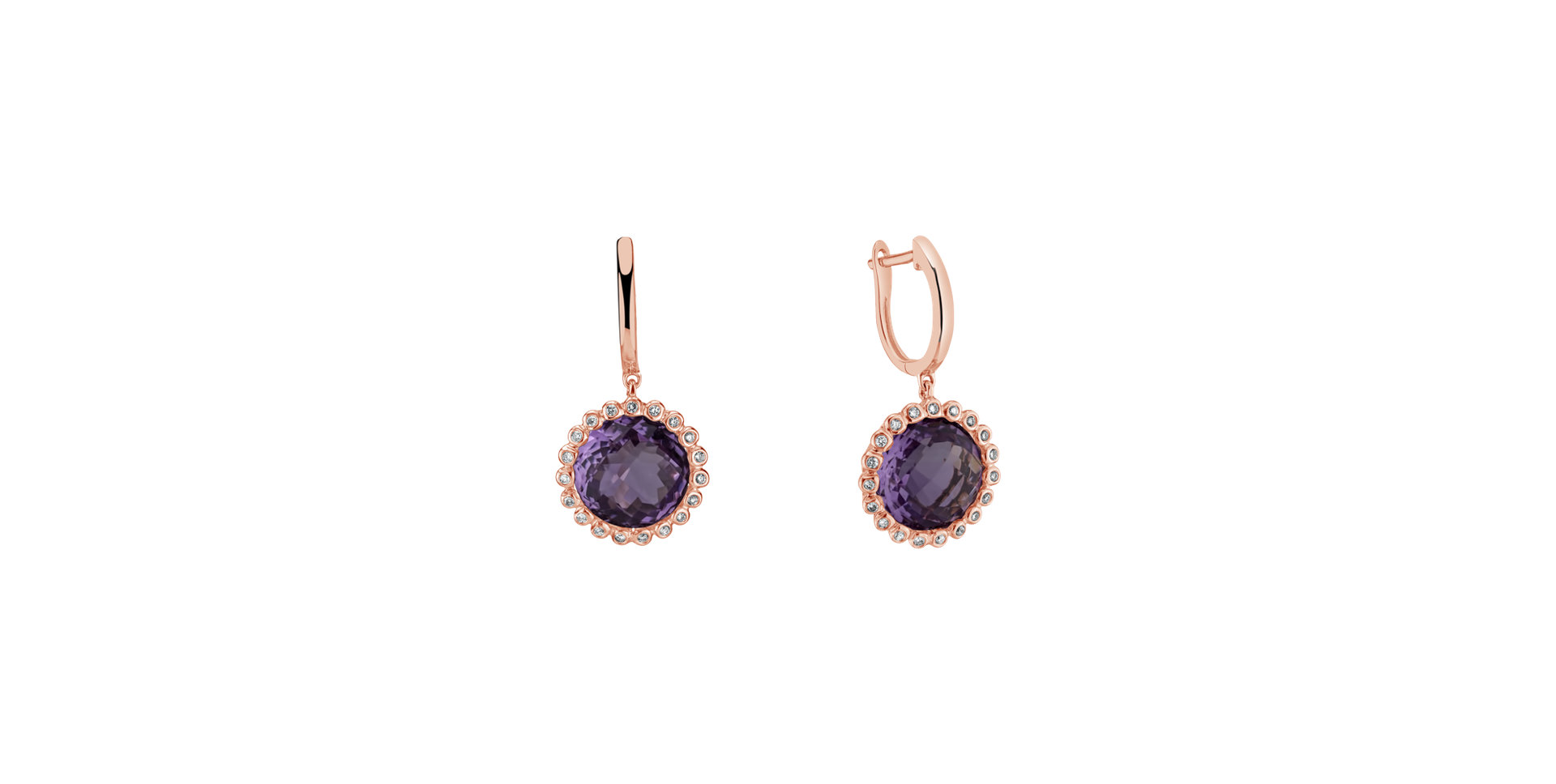 Náušnice s ametystem diamanty Radiant Aurora