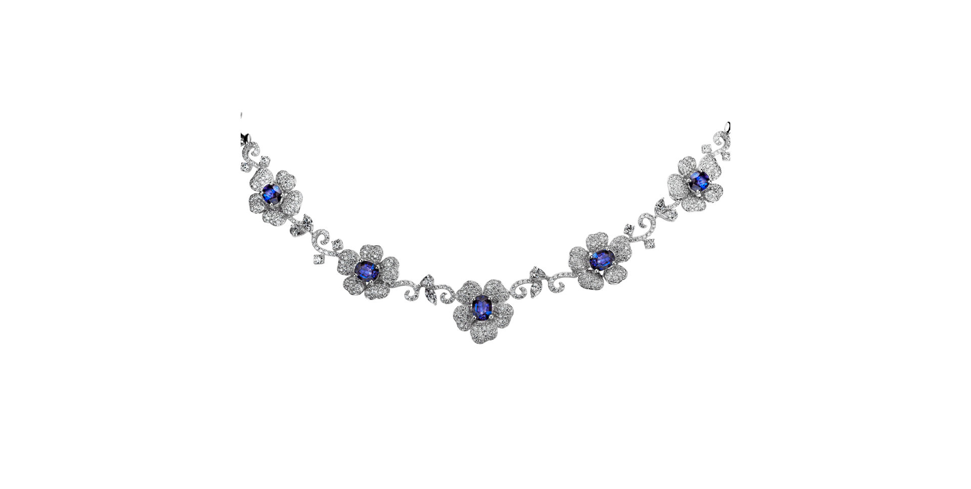 Náhrdelník s diamanty a safíry Neptune