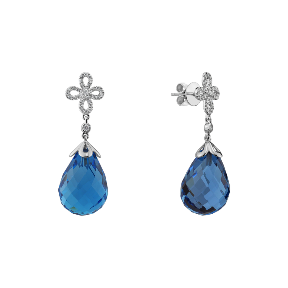 Náušnice s topazem a diamanty Endless Paradise