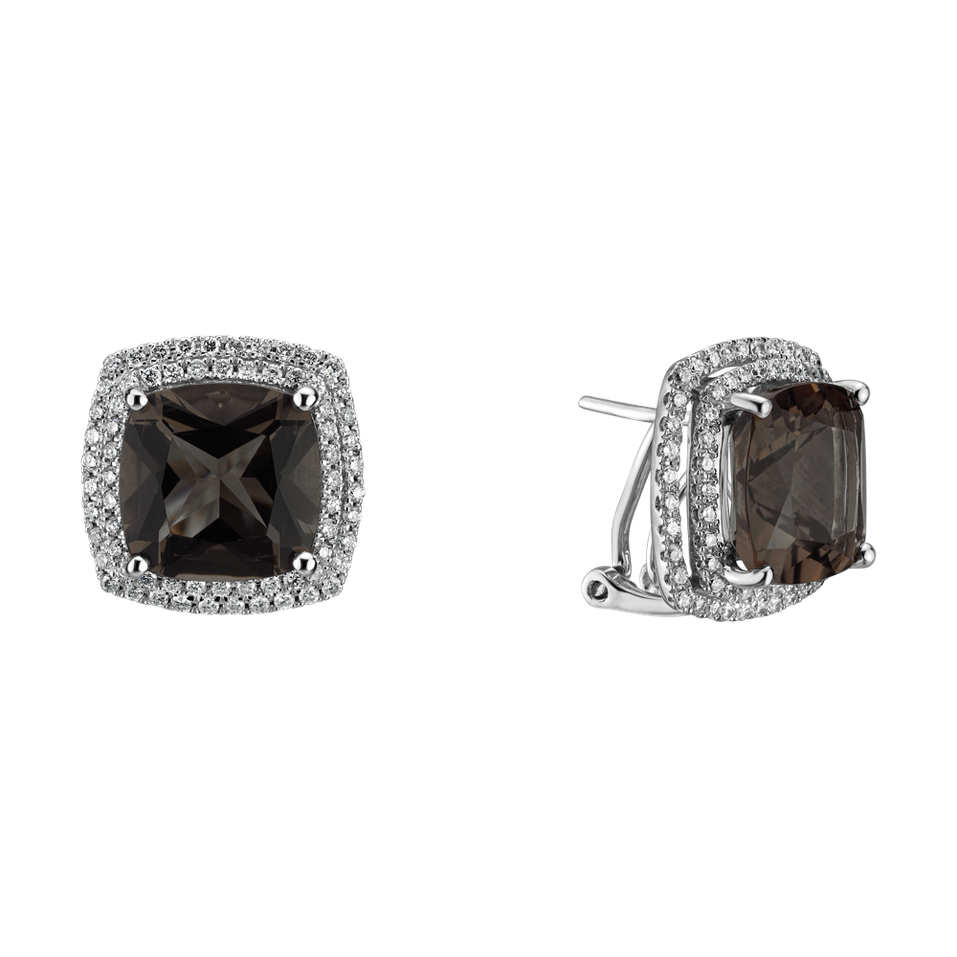 Náušnice s quartzem a diamanty Xavius