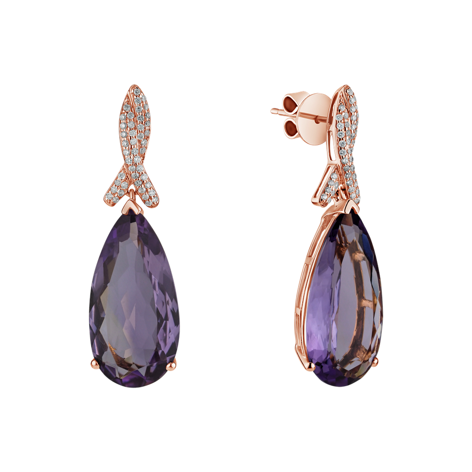 Náušnice s ametystem diamanty Siddharth