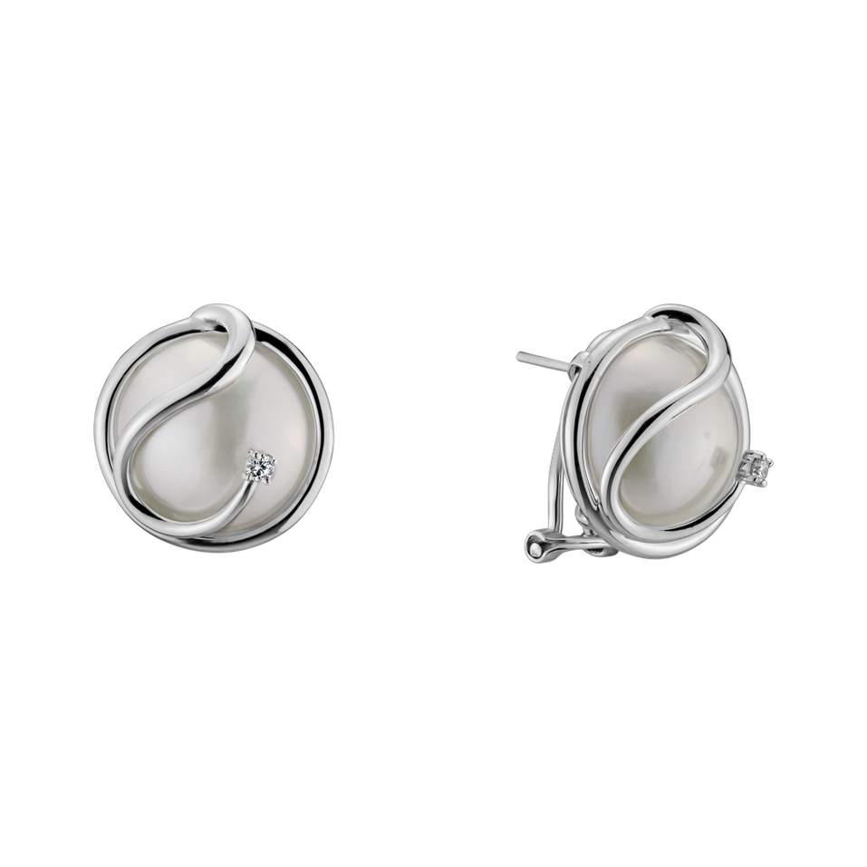 Náušnice s perlou a diamantem Nebula Pearl