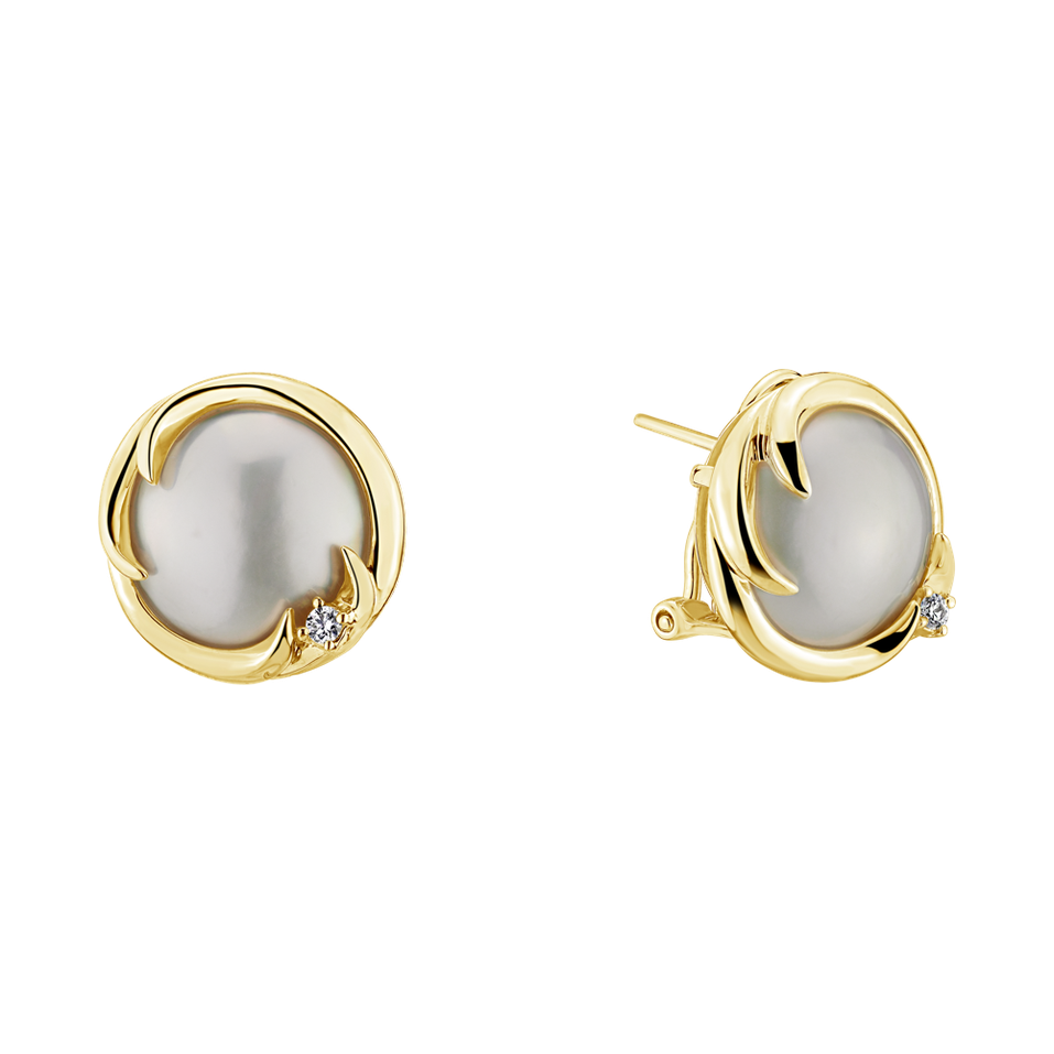Náušnice s perlou diamantem Lola Waves