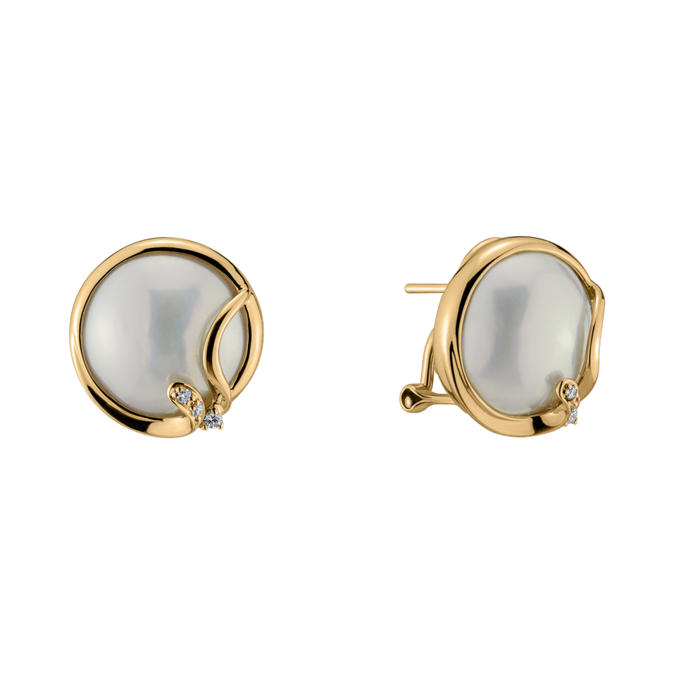 Náušnice s perlou a diamantem Dazzling Ocean