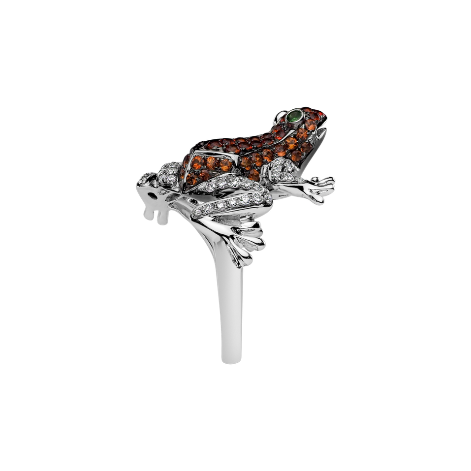 Prsten s diamanty, rubíny a granáty Miracle Frog