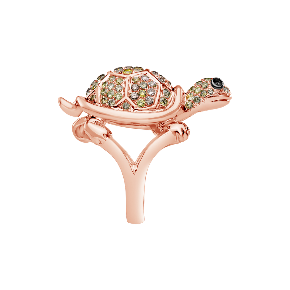 Prsten s hnědými diamanty a granáty Diamond Turtle