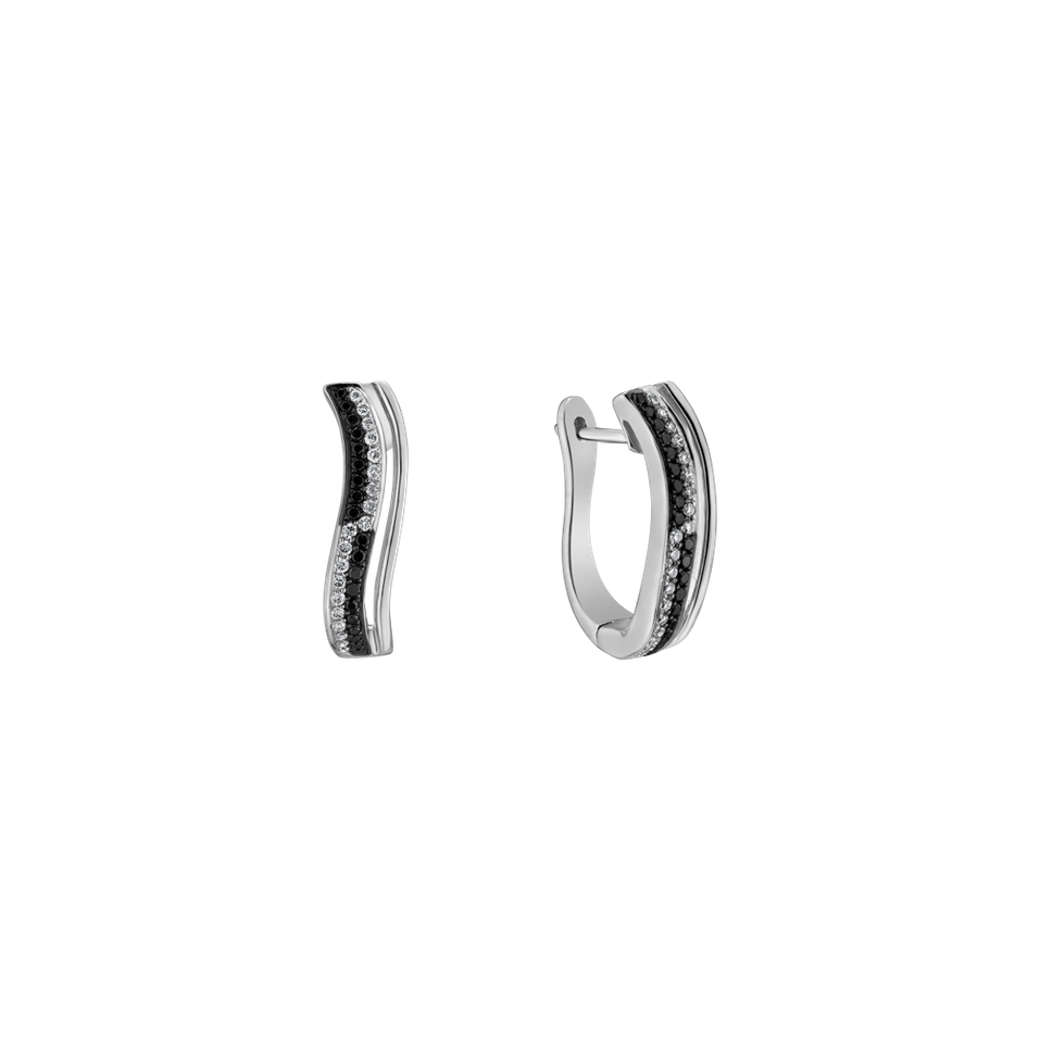 Náušnice s černými a bílými diamanty Difference of Love