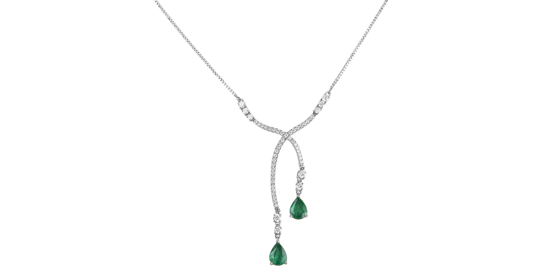 Náhrdelník s diamanty a smaragdy Emerald Tear