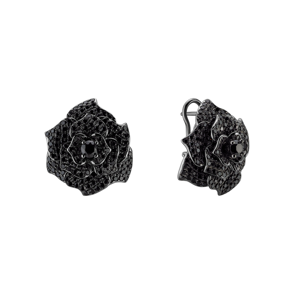 Náušnice s černými diamanty Black Beauty Rose