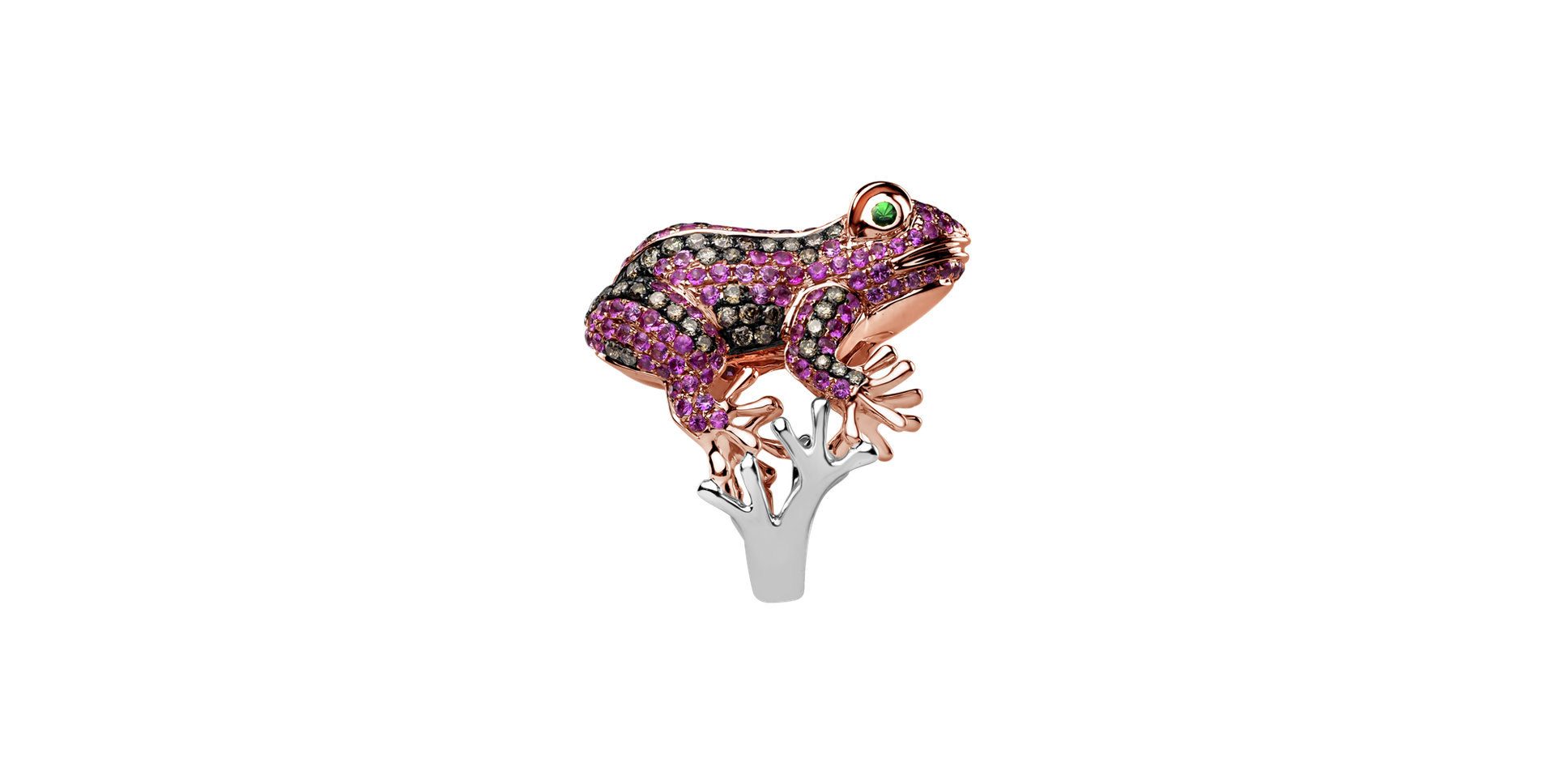 Prsten s hnědými diamanty, granáty a safíry Posh Frog
