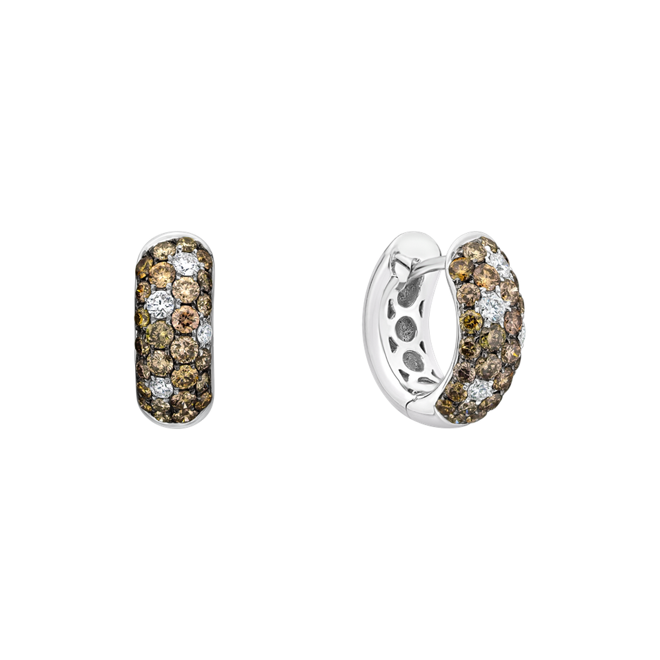 Náušnice s bílými a hnědými diamanty Avis