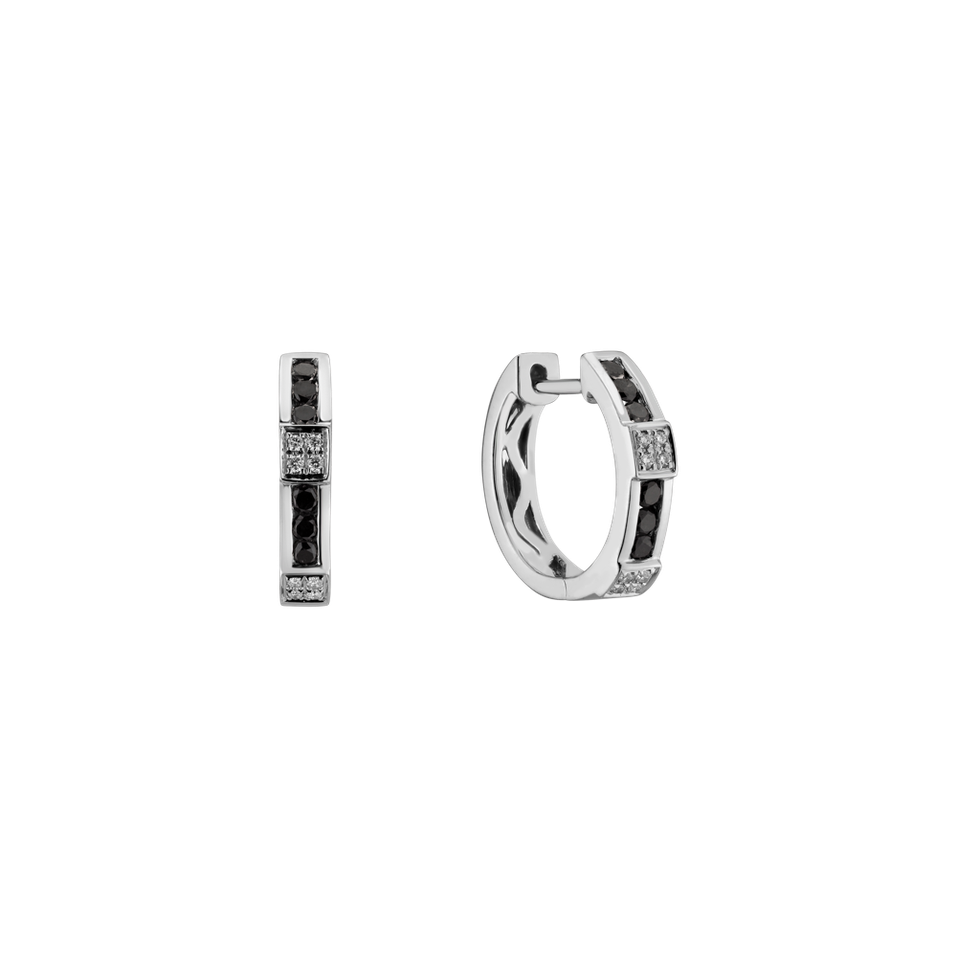 Náušnice s černými a bílými diamanty Dark Line