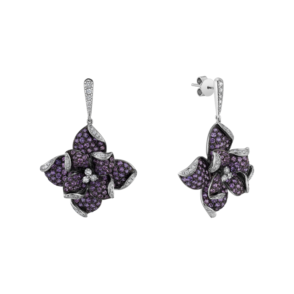 Náušnice s diamanty a safíry Rossini