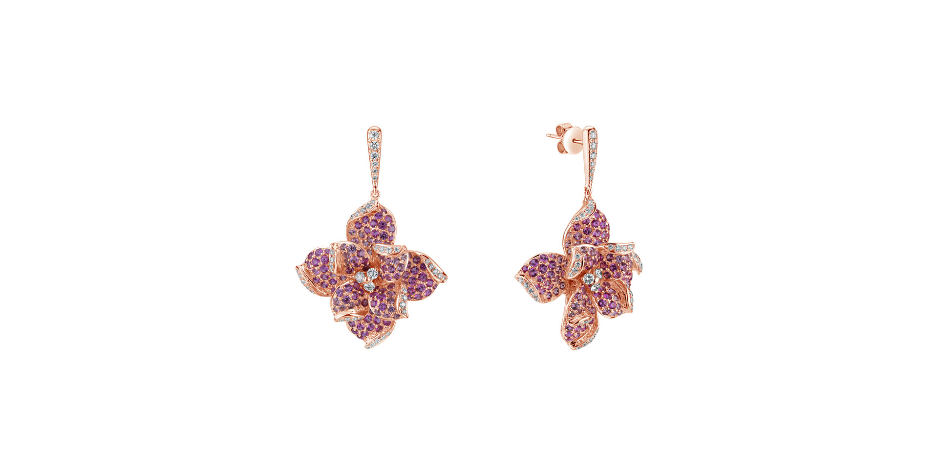 Náušnice s diamanty a safíry Rossini