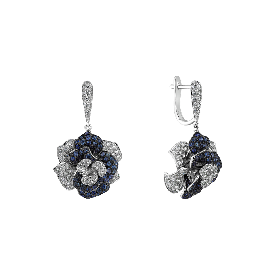 Náušnice s diamanty a safíry Charming Unique
