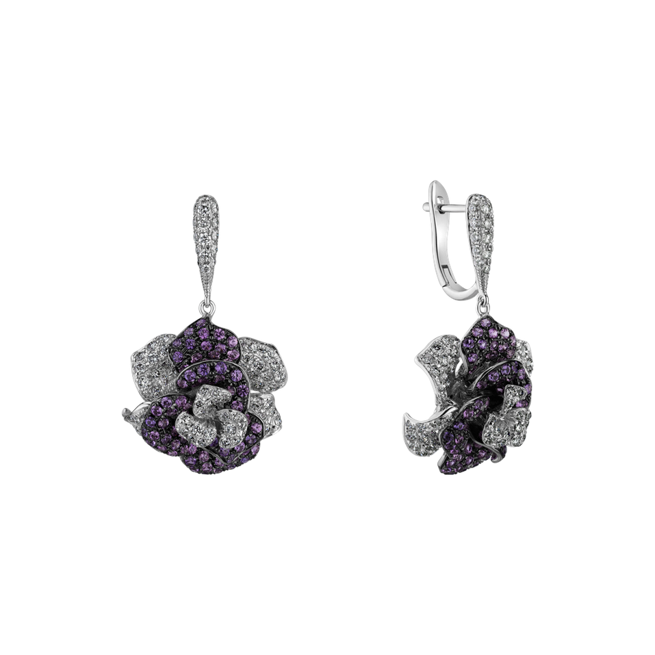 Náušnice s diamanty a safíry Charming Unique