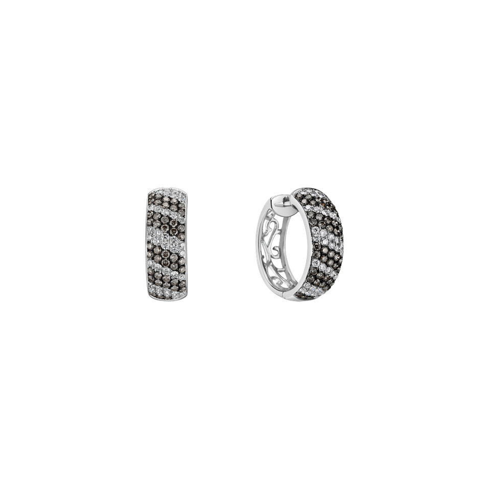 Náušnice s bílými a hnědými diamanty Symphony of Harmony