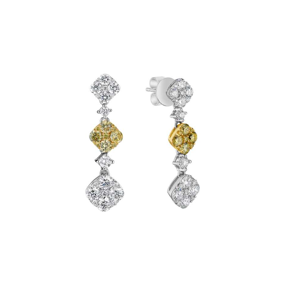 Náušnice s bílými a žlutými diamanty Sparkling Euphoria