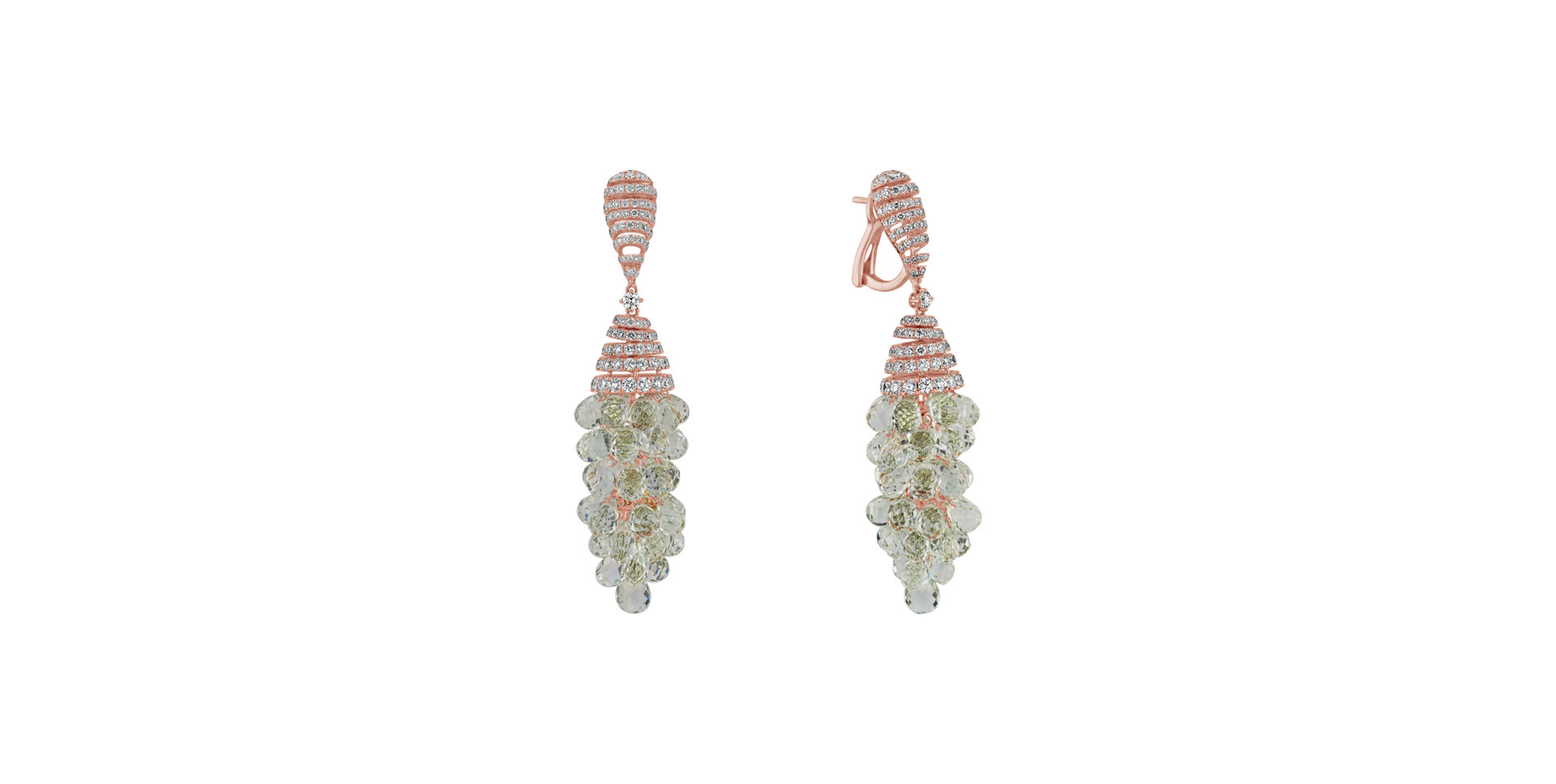 Náušnice s diamanty s ametysty Golden Drops