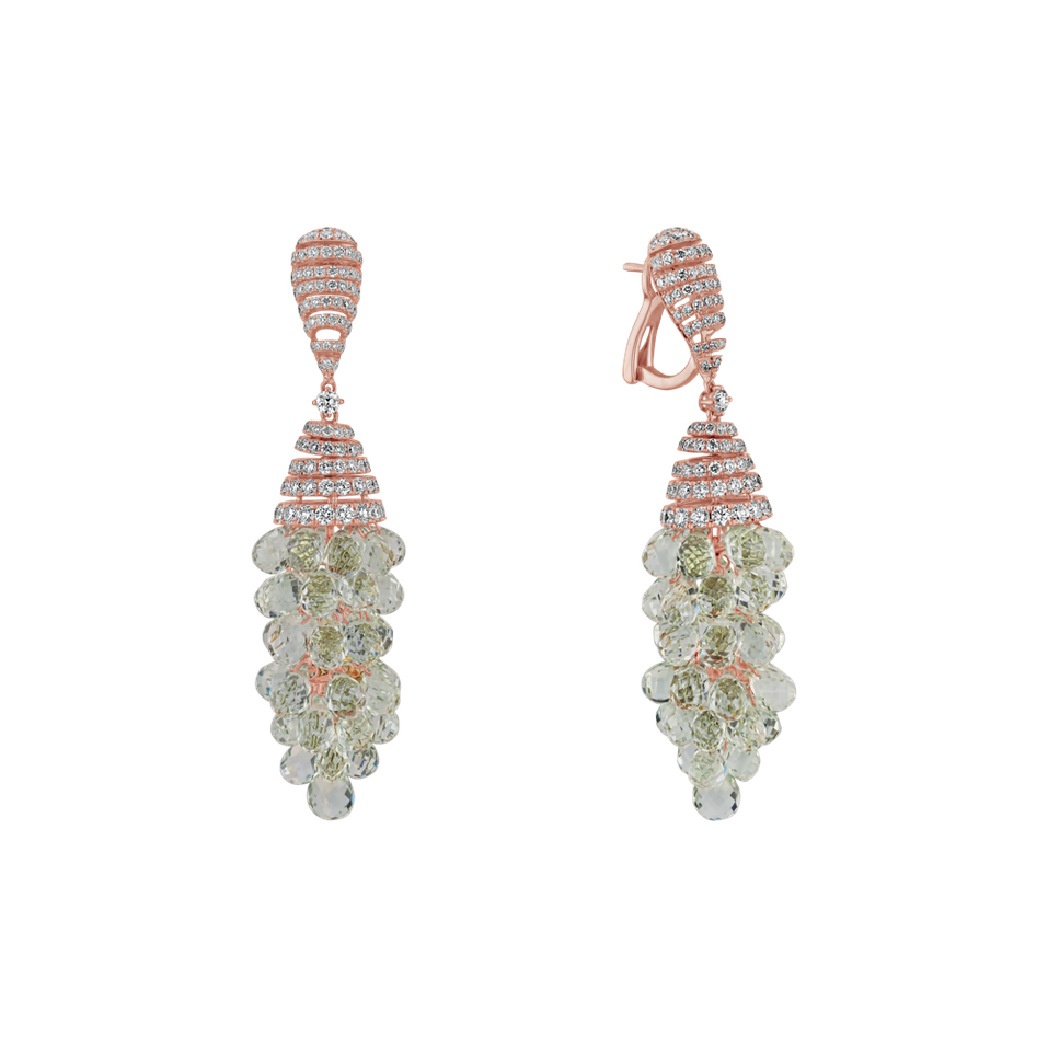 Náušnice s diamanty s ametysty Golden Drops