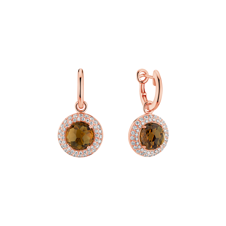 Náušnice s quartzem a diamanty Yellow Lady