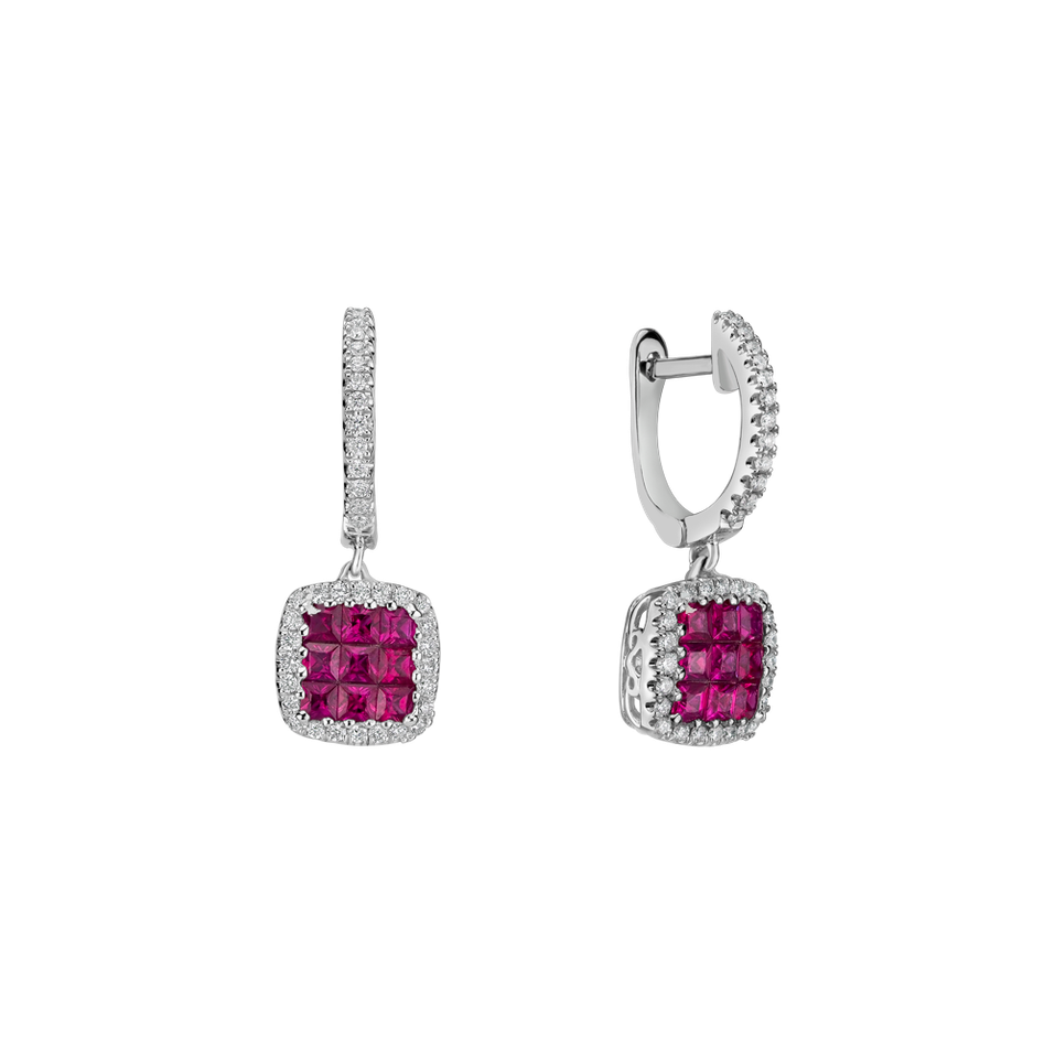 Náušnice s diamanty a rubíny Emersyn
