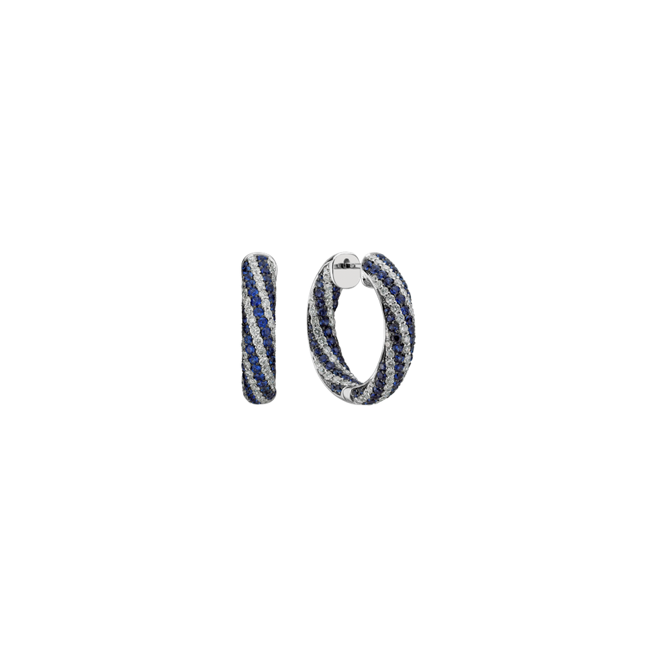 Náušnice s diamanty a safíry Element of Air