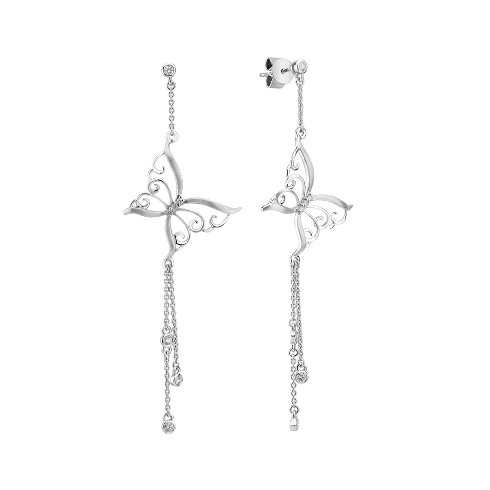 Náušnice s diamanty Butterfly Diamond Flight